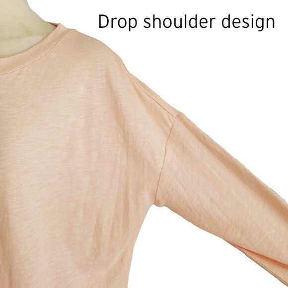 NWT - Lou & Grey Peach 100% Cotton Oversized Drop Shoulder Long Sleeve Tee XS - Picture 4 of 14